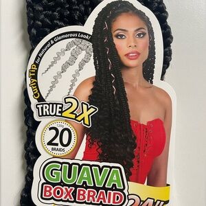 Guava Box Braids 24" curly tip. Crochet braid- pre-looped - Black